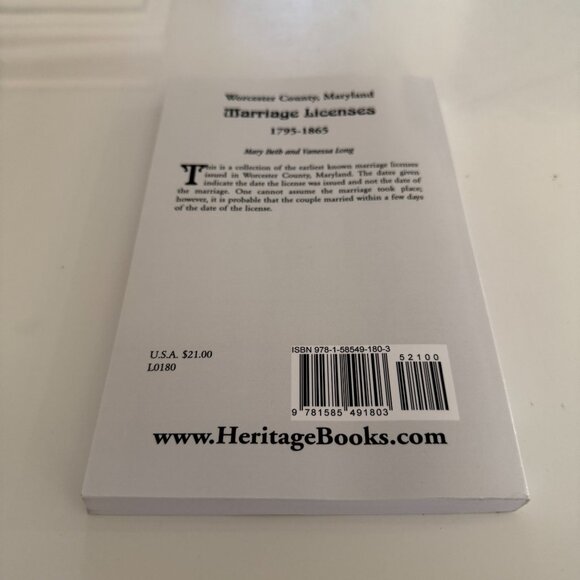 Worcester County Maryland Marriage Licenses 1795-1865 by Mary Beth ~Vanessa Long - Picture 2 of 4